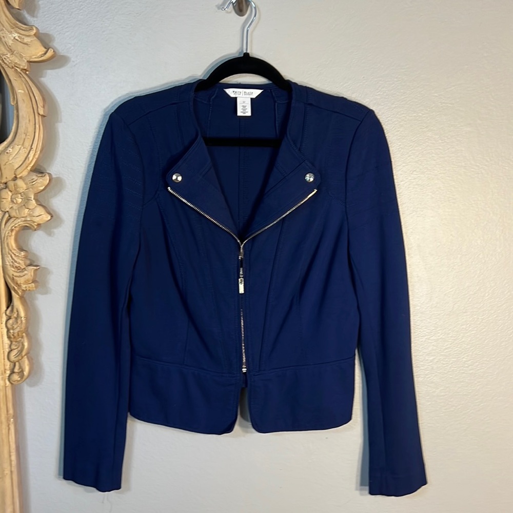 White house black market jacket. Dark navy blue. Zip front.